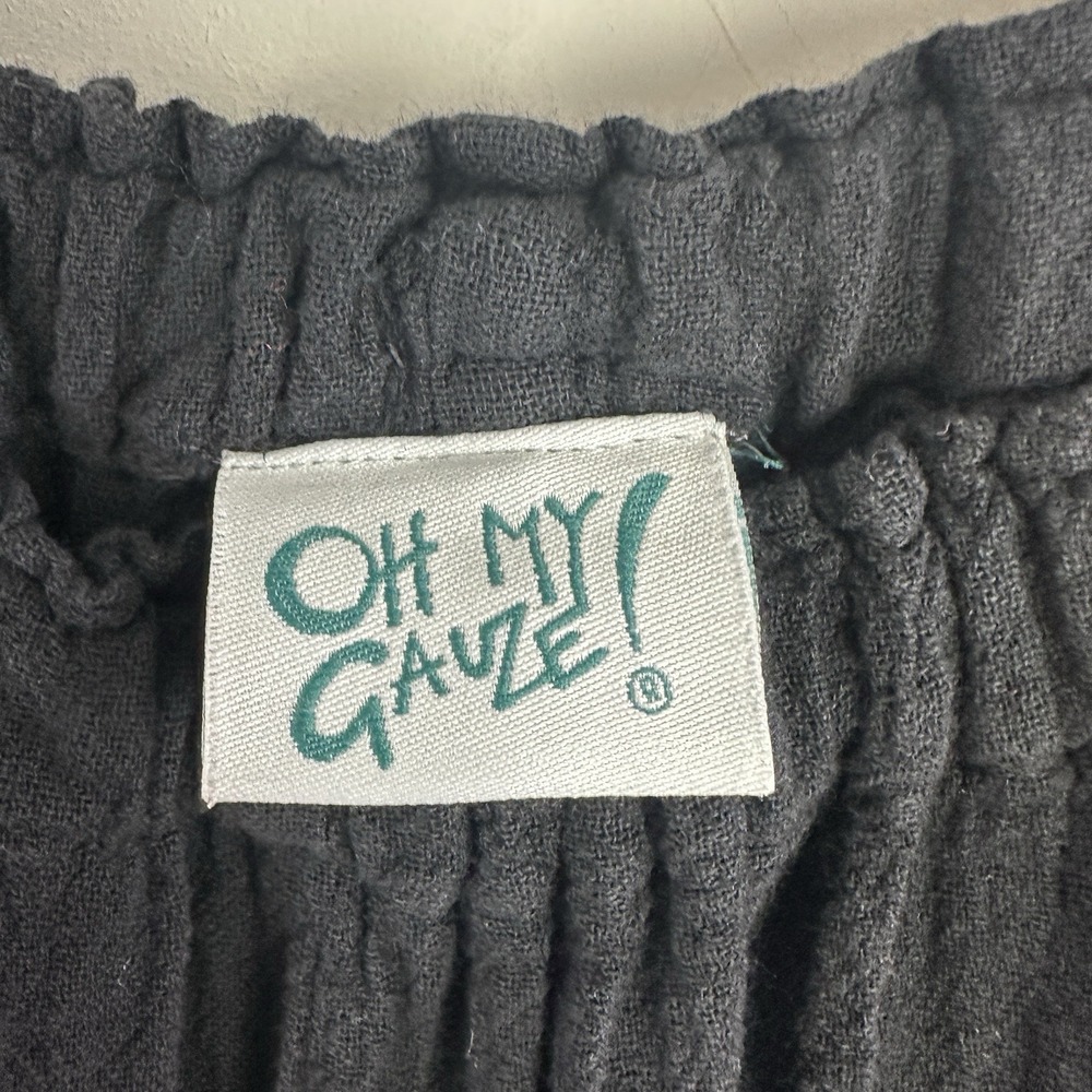 Oh My Gauze Pure Cotton Pull On Palazzo Pants with Side Slit Black Size 2 Resort - Picture 2 of 9